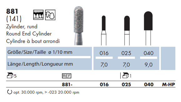 Frez diamentowy 881 zaokrąglony walec na prostnicę (tabela).png